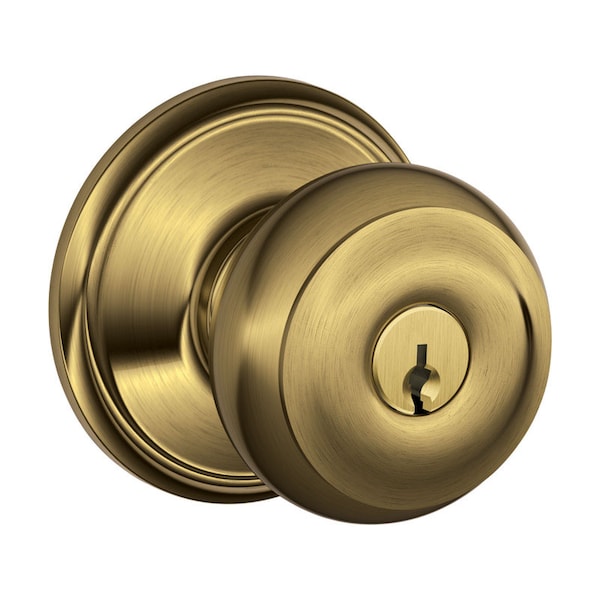 Schlage Georgian Antique Brass Entry Door Knob 1-3/4 in. F51VGEO609 - main